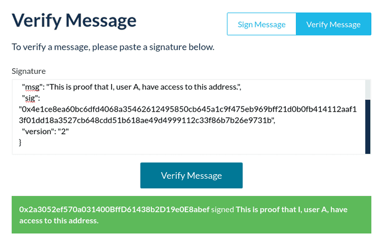 verifying message