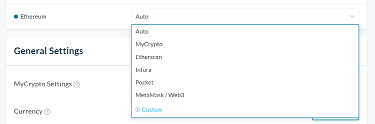 Network drop down menu