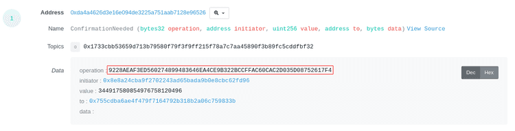ConfirmationNeeded operation hash